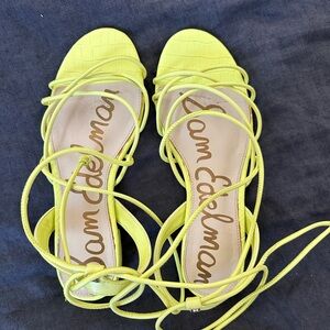 Sam Edelman chartreuse lace up sandals